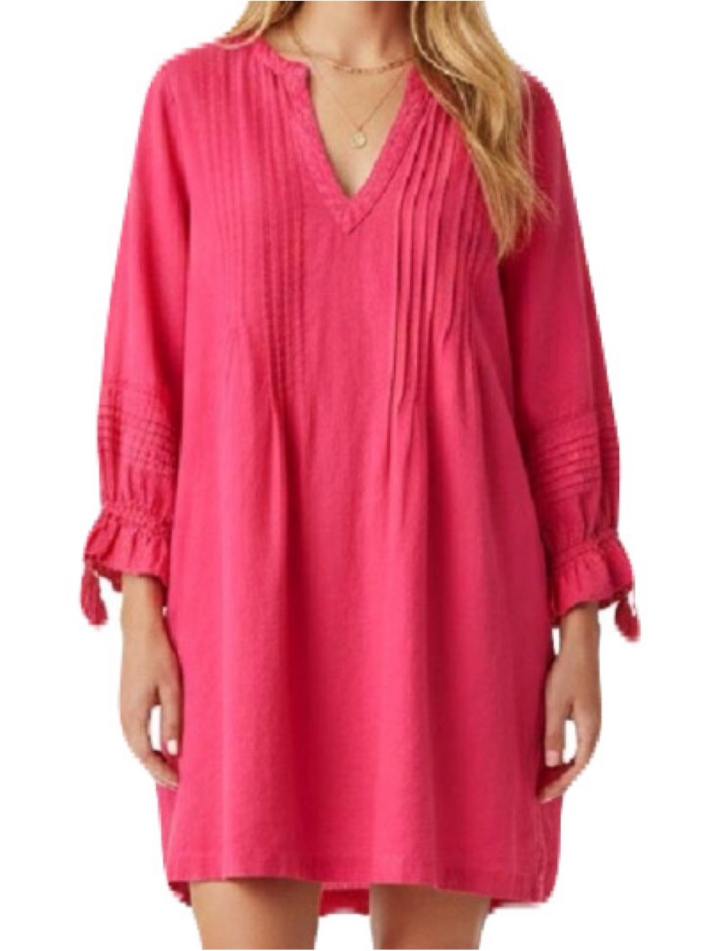 Roller Rabbit XS Oversized Long Sleeve Tassel Detail Fuchsia Pink Tunic Dress